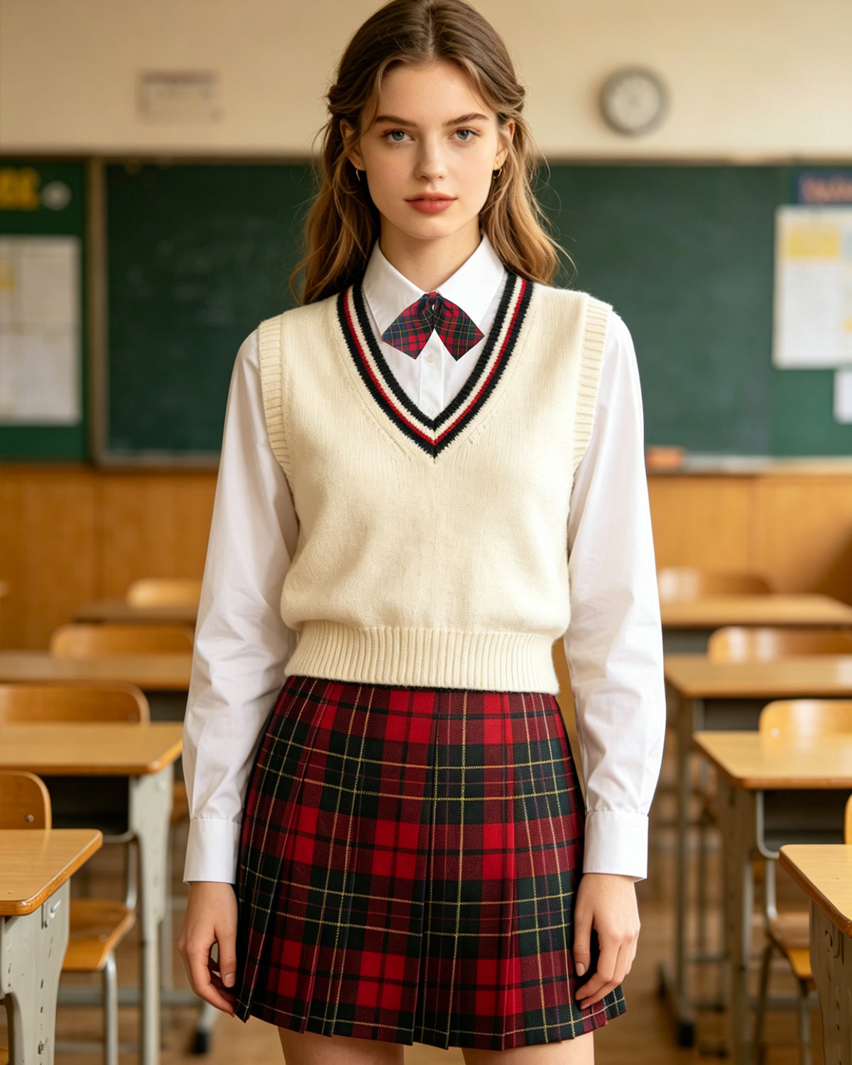 HOWSWET Women's Neck Tie Girls Tartan Plaid Bow Tie School Uniforms or Formal Events Neckties 3 Packs