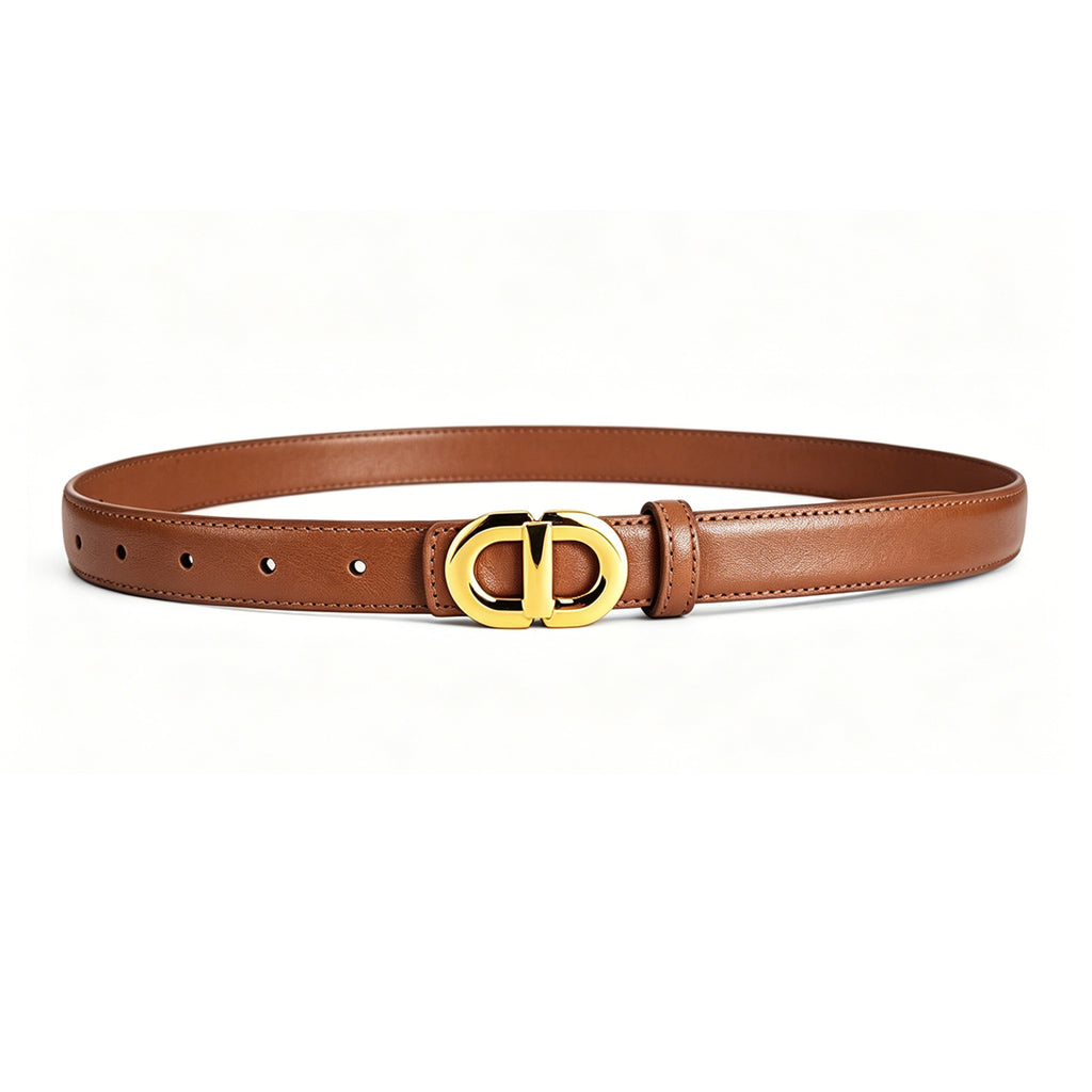 Howswet Women's Chic Brown Button Belt