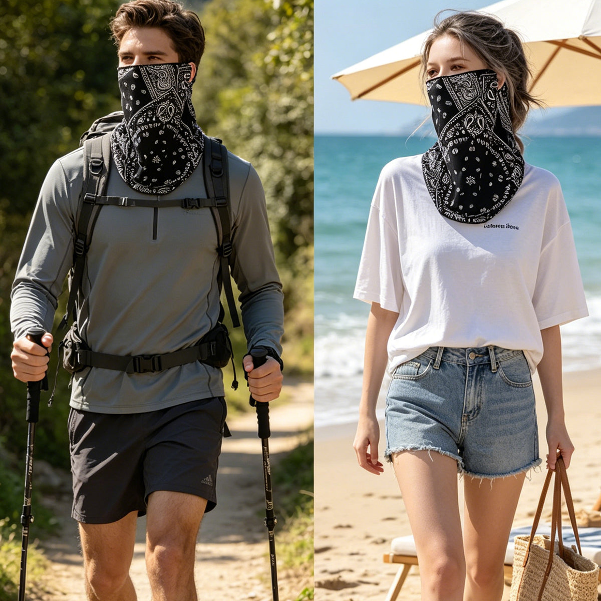 HOWSWET Women's Bandana Neck Gaiter Outdoor Soft Comfy Face Mask Cooling Sun Protection Headband 2pck
