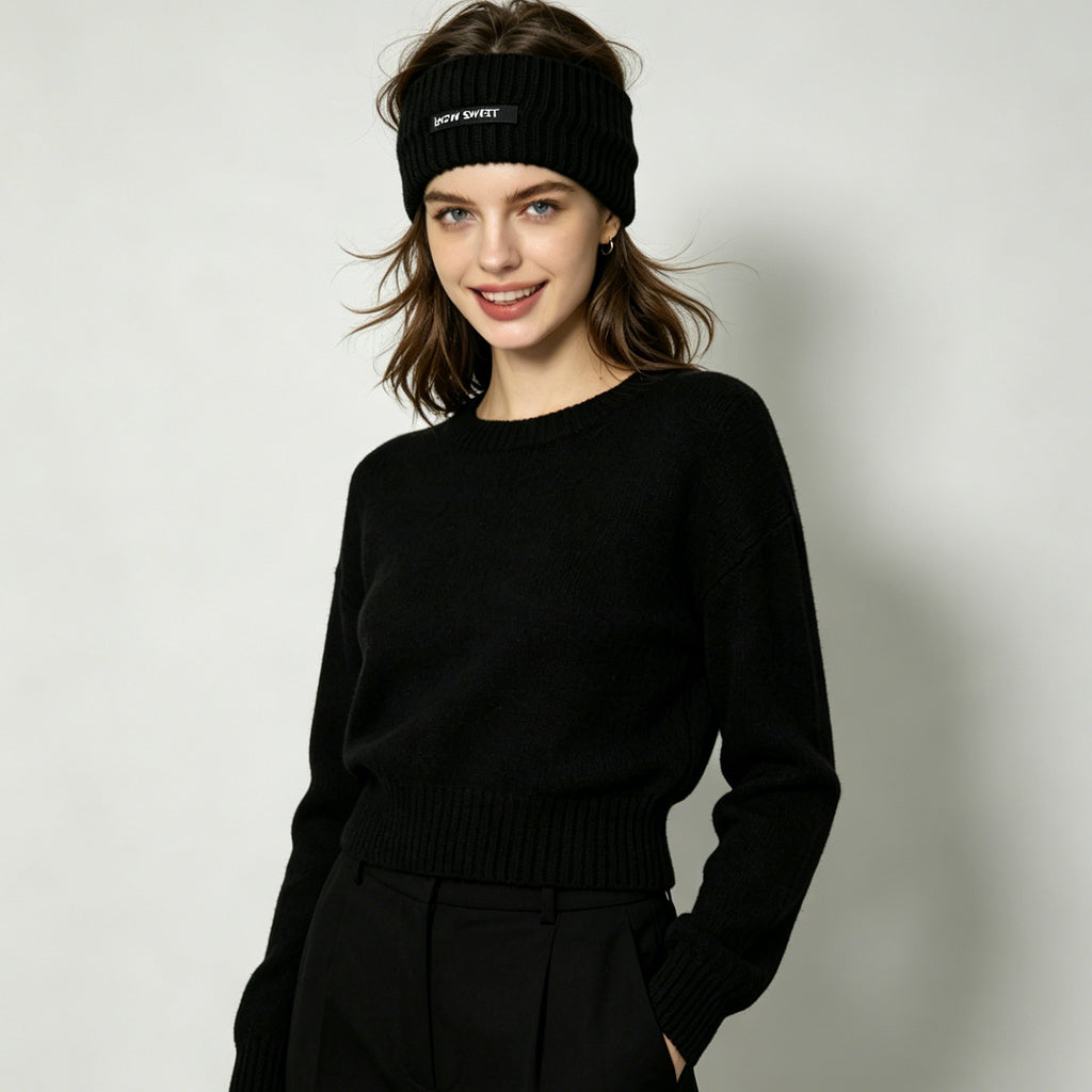 HOWSWET Women Warm Knit Stylish Comfortable Head Band Black Fashion Headband